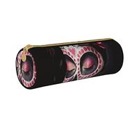 IUBBKI Estuche de lápices de Cuero DayOfTheDeadSugarSkull, Estuche, Bolsa de Maquillaje, Organizador con Cremallera para la Escuela y la Oficina