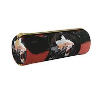 IUBBKI Estuche de lápices de Cuero FarmCowSunflower, Estuche con Soporte, Bolsa de Maquillaje, Organizador con Cremallera para Escuela y Oficina