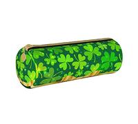 IUBBKI Estuche de lápices de Cuero GreenShiningCloverPatrick'S Holder Pouch Box Organizador de Bolsas de Maquillaje con Cremallera para la Oficina de la Escuela