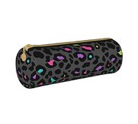 IUBBKI Estuche de lápices de Cuero PopularLeopardGreyEffect Holder Pouch Box Organizador de Bolsas de Maquillaje con Cremallera para la Oficina de la Escuela
