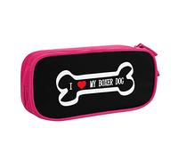 IUBBKI Estuche de lápices I Love My Boxer Dog Estuche de lápices portátil de Gran Capacidad de Doble Capa para Oficina y Escuela