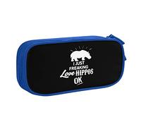 IUBBKI Estuche de lápices portátil I Just Freaking Love Hippos Ok de Gran Capacidad de Doble Capa para Oficina y Escuela