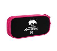 IUBBKI Estuche de lápices portátil I Just Freaking Love Hippos Ok de Gran Capacidad de Doble Capa para Oficina y Escuela