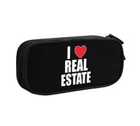 IUBBKI Estuche de lápices portátil I Love Real Estate de Gran Capacidad de Doble Capa para Oficina y Escuela