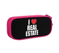 IUBBKI Estuche de lápices portátil I Love Real Estate de Gran Capacidad de Doble Capa para Oficina y Escuela
