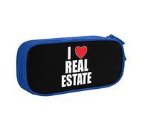 IUBBKI Estuche de lápices portátil I Love Real Estate de Gran Capacidad de Doble Capa para Oficina y Escuela