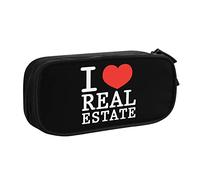 IUBBKI Estuche para lápices I Love Real Estate Estuche para lápices portátil de Gran Capacidad de Doble Capa para Oficina y Escuela