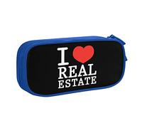IUBBKI Estuche para lápices I Love Real Estate Estuche para lápices portátil de Gran Capacidad de Doble Capa para Oficina y Escuela