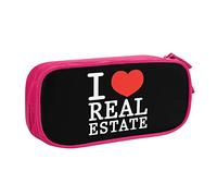 IUBBKI Estuche para lápices I Love Real Estate Estuche para lápices portátil de Gran Capacidad de Doble Capa para Oficina y Escuela