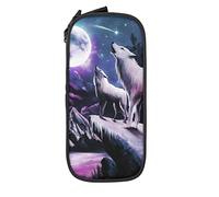 IUBBKI Estuche para lápices Wolf Howling To The Moon de Gran Capacidad, Estuche Duradero para lápices, Estuche para bolígrafos con Cremallera, Estuche estacionario