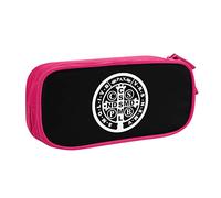 IUBBKI Estuche portátil para lápices con Medalla de San Benito, de Gran Capacidad, de Doble Capa, para Oficina y Escuela