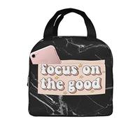 IUBBKI Focus On The Good Lunch Bags Lonchera aislada con bolsillo Reutilizable Cooler Tote Bag para Picnic Beach