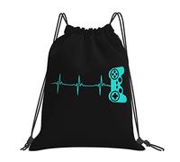 IUBBKI Gamer Heartbeat 14x16 In Mochila con cordón Bolsa de gimnasio ligera Bolsa de baloncesto impermeable