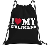 IUBBKI Heart Funny I Love My Girlfriend Gifts Mochila negra Camping Tote Bag Travel Party Sport Training Beach Gym Pack Bag para niñas, niños y adolescentes