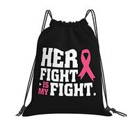 IUBBKI Her Fight is My Fight, mochila con cordón rosa para el cáncer de mama, mochila impermeable con cordón, mochila deportiva, bolsa de gimnasio