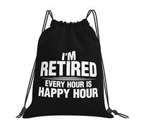 IUBBKI I Am Retired Every Hour is A Happy Hour Mochila con cordón Mochila impermeable con cordón Mochila deportiva Bolsa de gimnasio