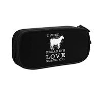 IUBBKI I Just Freaking Love Goats Ok Estuche de lápices Estuche de lápices portátil de Gran Capacidad de Doble Capa para Oficina y Escuela