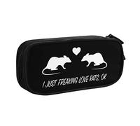 IUBBKI I Just Freaking Love Rats Ok Estuche para lápices Estuche para lápices portátil de Gran Capacidad de Doble Capa para Oficina y Escuela