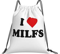 IUBBKI I Love Milfs Mother s Day Funny I Heart Milfs Gifts Black Backpack Bags Cinch Sack with String Gym Sports Sackpack para niños, niñas, mujeres y hombres