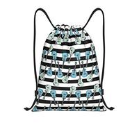 IUBBKI Instrumento musical de patrón de ukelele Mochila con cordón Bolsa de playa impermeable Bolsa de gimnasio Mochila de viaje pequeña Mochila deportiva para mujeres Hombres