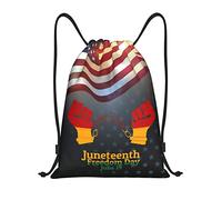 IUBBKI Juneteenth Fist Freedom Day African American Mochila con cordón impermeable bolsa de playa bolsa de gimnasio pequeña mochila de viaje mochila deportiva para mujeres y hombres