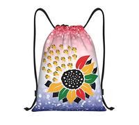 IUBBKI Juneteenth Sunflower Black History African American Mochila con cordón impermeable, bolsa de playa, bolsa de gimnasio, pequeña mochila de viaje, mochila deportiva para mujeres y hombres