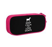 IUBBKI Keep Calm and Love Goats Pencil Bag Estuche de lápices portátil de Gran Capacidad de Doble Capa para Oficina y Escuela