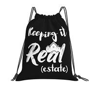 IUBBKI Keeping It Real Estate Mochila portátil unisex con cordón, para escuela, gimnasio, deportes, viajes