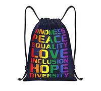 IUBBKI Kindness Equality Love LGBTQ Rainbow Gay Pride Ally Mochila con cordón impermeable bolsa de playa bolsa de gimnasio pequeña mochila de viaje mochila deportiva para mujeres y hombres