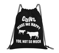 IUBBKI Las vacas me hacen feliz Draw String Mochila Mochila portátil unisex, para la escuela Gimnasio Deportes Viajes