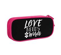 IUBBKI Love Needs No Words, Bolsa de lápices de concienciación sobre el Autismo, Gran Capacidad, Doble Capa, Estuche de lápices portátil para Oficina y Escuela