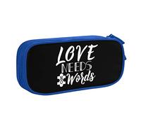 IUBBKI Love Needs No Words, Bolsa de lápices de concienciación sobre el Autismo, Gran Capacidad, Doble Capa, Estuche de lápices portátil para Oficina y Escuela