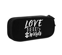 IUBBKI Love Needs No Words, Bolsa de lápices de concienciación sobre el Autismo, Gran Capacidad, Doble Capa, Estuche de lápices portátil para Oficina y Escuela