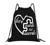 IUBBKI Love Needs No Words Concienciación sobre el autismo Mochila con cordón Mochila portátil unisex, para la escuela Gimnasio Deportes Viajes