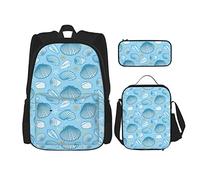 IUBBKI Marine Life Boys Girls Mochila Daypack Set 3 piezas School Bookbag Lunchbox Pencil Bag