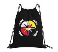 IUBBKI Medicine Wheel Native Americans Mochila con cordón Negro Bolsa de gimnasio Bolsa de deporte Mochila para hombres, mujeres y niños