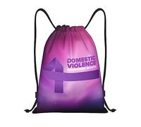IUBBKI Mes de concientización sobre la violencia doméstica Cinta morada Mochila con cordón Bolsa de playa impermeable Bolsa de gimnasio Mochila de viaje pequeña Mochila deportiva para mujeres Hombres