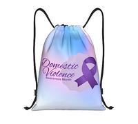 IUBBKI Mes de concientización sobre la violencia doméstica Cinta morada Mochila con cordón Bolsa de playa impermeable Bolsa de gimnasio Mochila de viaje pequeña Mochila deportiva para mujeres Hombres