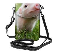 IUBBKI Monedero para teléfono móvil de bebé de cerdo travieso - Cartera de cuero cruzada pequeña para mujer Bolso con correas para el hombro Bolsa de transporte Cosméticos para tarjetas