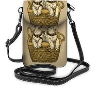 IUBBKI Monedero pequeño de cuero Pu para teléfono móvil, soporte independiente de flamenco rosa, guirnalda de flores, bolsos cruzados circulares, billetera de viaje