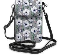 IUBBKI Monedero pequeño de cuero Pu para teléfono móvil, soporte independiente de flamenco rosa, guirnalda de flores, bolsos cruzados circulares, billetera de viaje