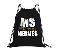 IUBBKI Ms Gets On My Nerves Mochila con cordón de esclerosis múltiple Bolsa de gimnasio negra Bolsa de deporte Mochila para hombres, mujeres y niños