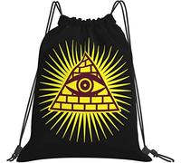 IUBBKI Ojo de dios que todo lo ve Ojo de Horu Regalos Bolsas negras Mochila con cordón para mujeres Hombres Niños Dibujar cuerda Volver Saco Accesorios