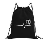 IUBBKI Paramédico Heartbeat Thin White Line Mochila con cordón Black Gym Bag Sport Bag Sackpack para hombres, mujeres y niños