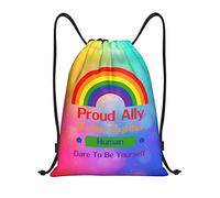 IUBBKI Pride Month LGBTQ Gay Pride Ally Mochila con cordón Bolsa de playa impermeable Bolsa de gimnasio Mochila de viaje pequeña Mochila deportiva para mujeres Hombres