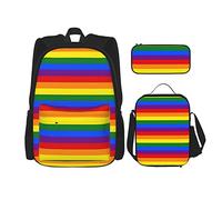 IUBBKI Rainbow Pride Flag Boys Girls Mochila Daypack Set 3 piezas School Bookbag Lunchbox Pencil Bag