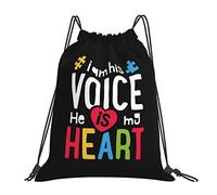 IUBBKI Soy su voz, él es mi corazón, mochila con cordón, mochila portátil unisex, para escuela, gimnasio, deportes, viajes
