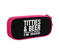 IUBBKI Titties & Beer Es por eso Que Estoy aquí Estuche de lápices Estuche de lápices portátil de Gran Capacidad de Doble Capa para Oficina y Escuela