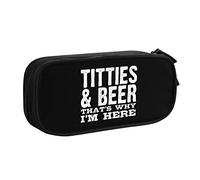 IUBBKI Titties & Beer Es por eso Que Estoy aquí Estuche de lápices Estuche de lápices portátil de Gran Capacidad de Doble Capa para Oficina y Escuela