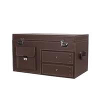 IUBGFTO Caja de Seguridad con Cerradura con contraseña, Caja organizadora de Lujo para vehículos, Plegable, de Cuero PU, Bolsa de Almacenamiento para el Maletero del automóvil (marrón)